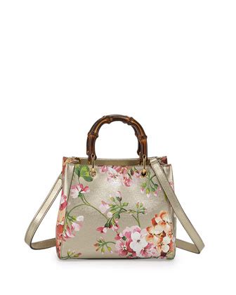 gucci bamboo shopper mini blooms crossbody bag